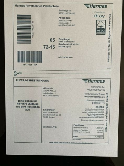 billigste form von hermes versand brief